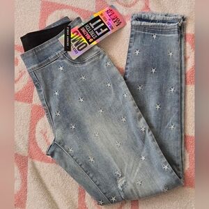 Coco + Carmen Light Blue Skinny Jeans with Embroidered Star Accents